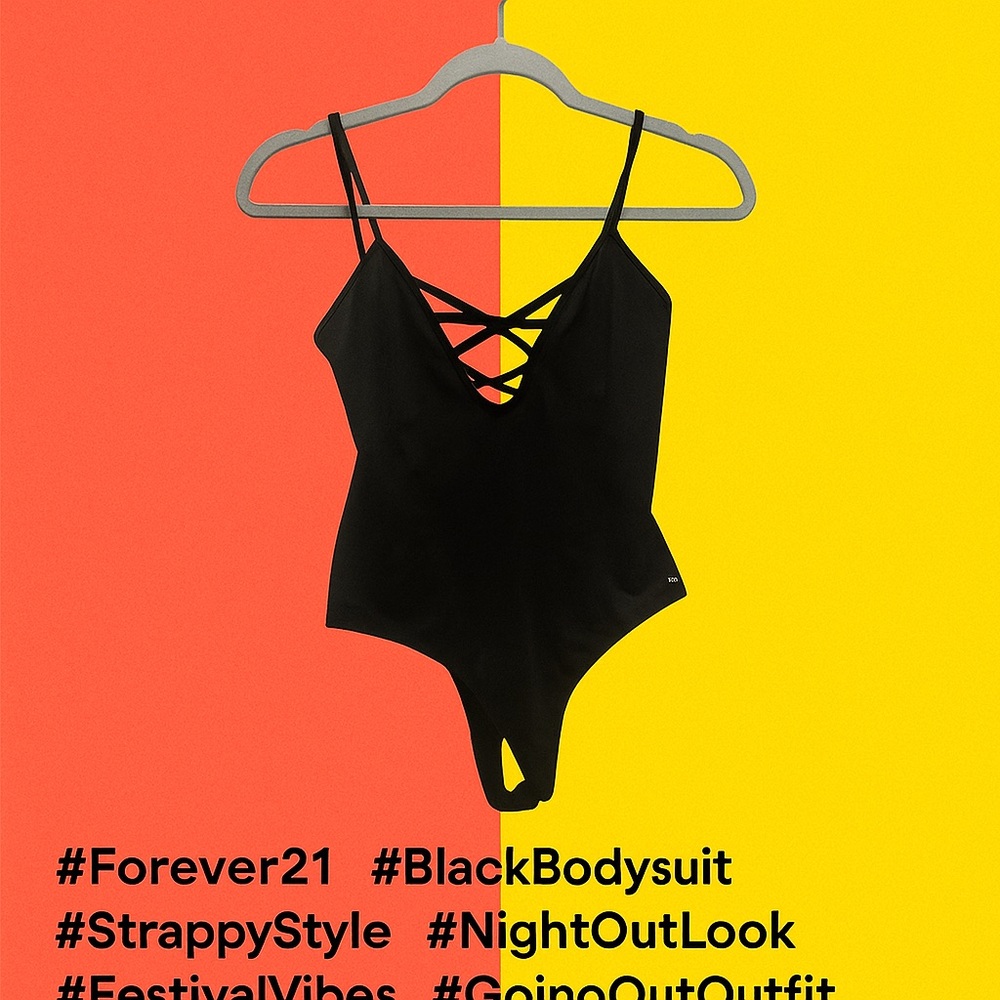 🔥 Forever 21 Strappy Black Bodysuit – Size S 🔥